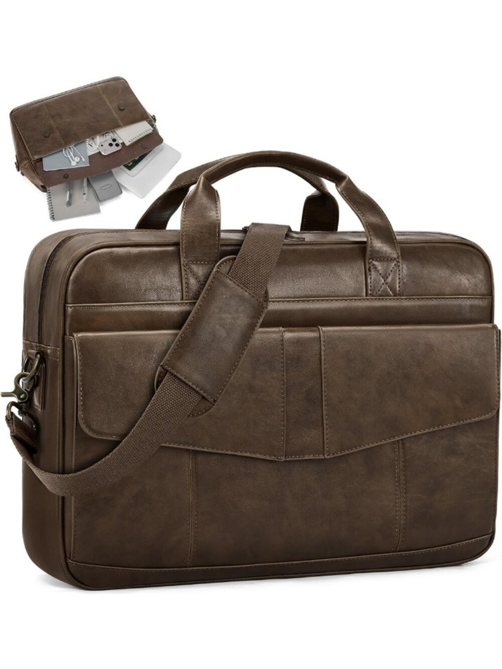 Stylish PU Leather Messenger Bag for Men - 16" Laptop Briefcase & Work Tote